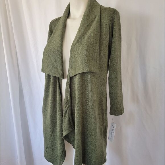 NY Collection olive green cardigan size S - Picture 6 of 12